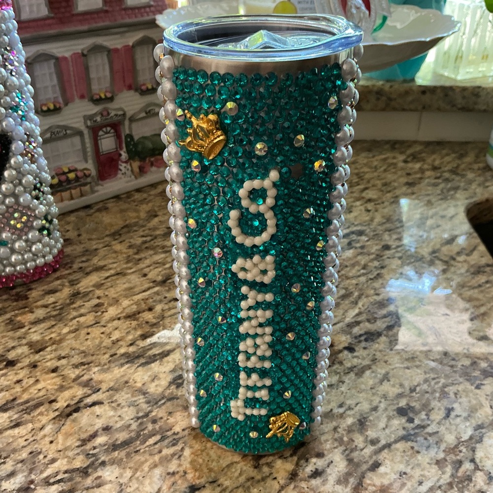 Tiffany & Co. Teal and Gold Embellished Tumbler